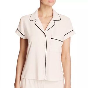 Eberjey Gisele Short Sleeve Soft Pink/Black Pajama Top- Size S